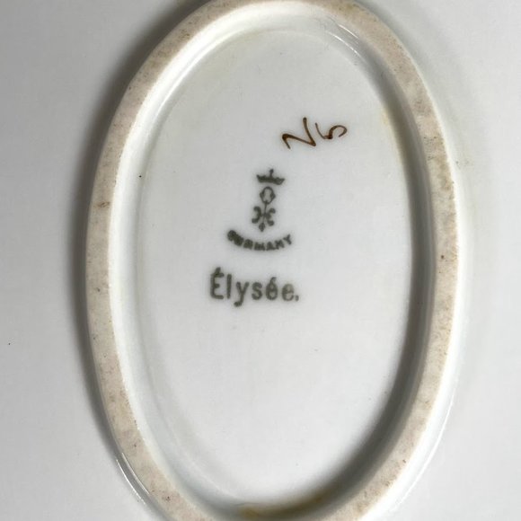 Vintage Hermann Ohme Élyseé Oval Platter- Pink & Green Underglaze Roses On White - Picture 8 of 8